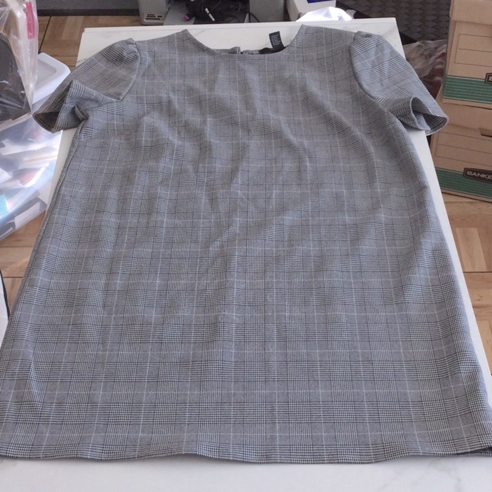 GREY PLAID tweed mini DRESS